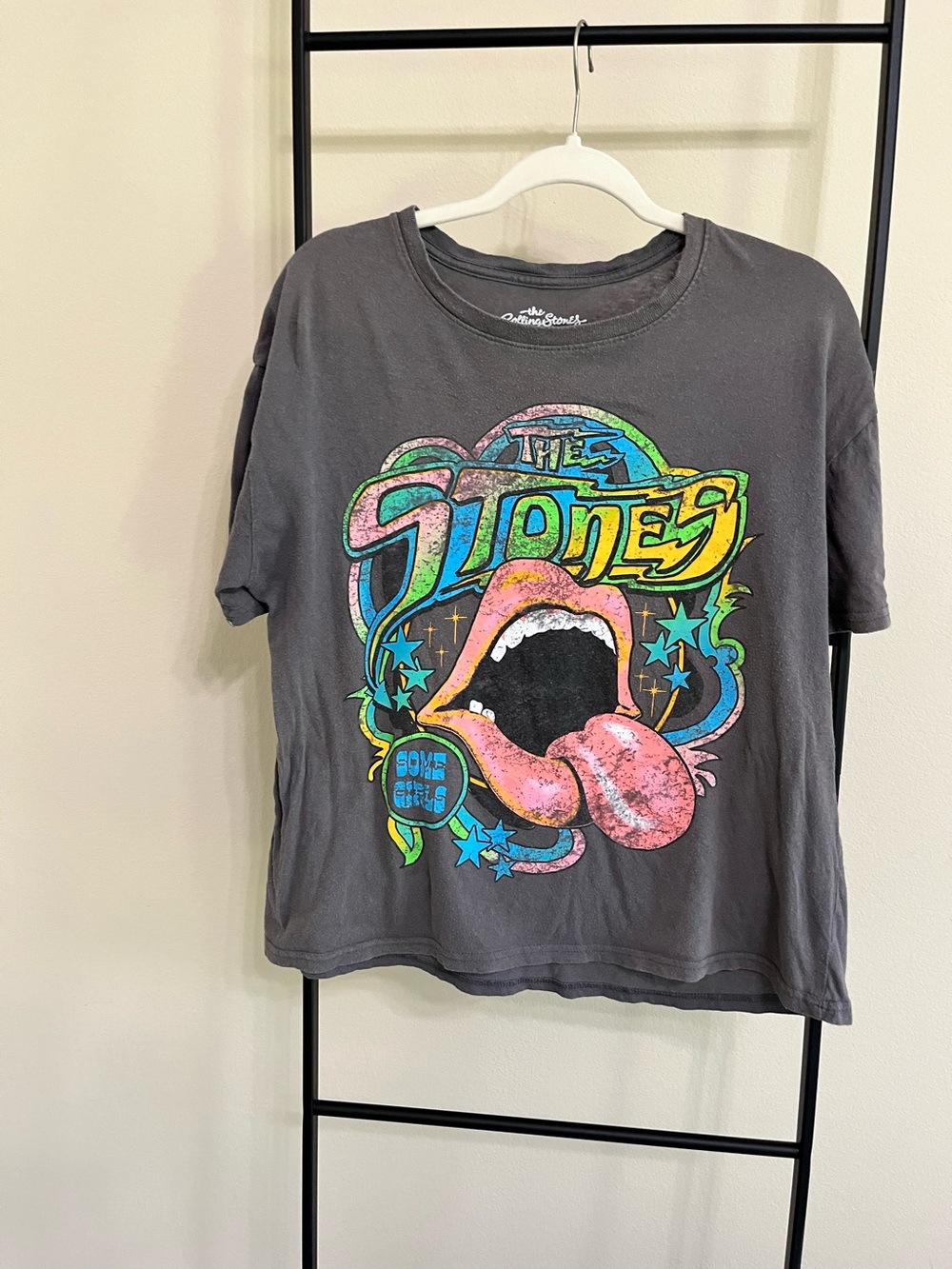 The Rolling Stones Bravado Neon Tongue Graphic Tee Charcoal XL